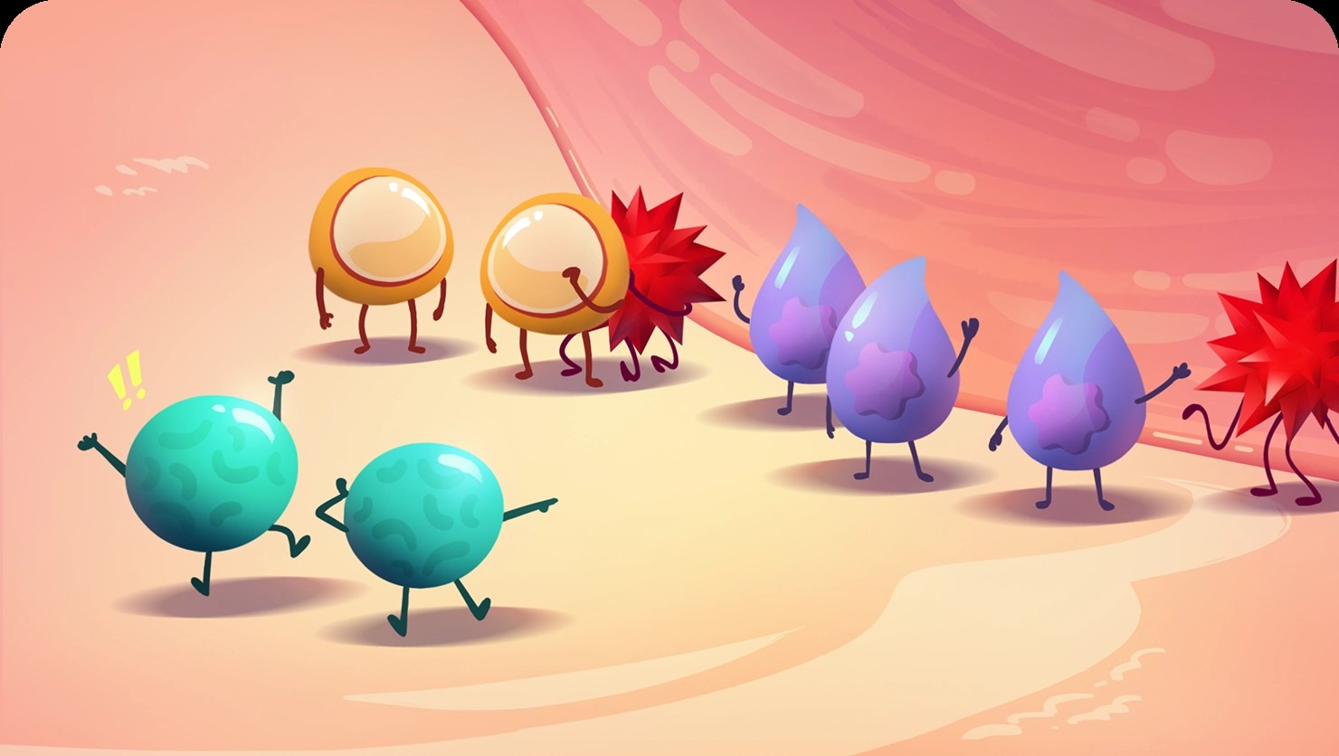 Role of Immune System with Fight Cancer Cells Illustration