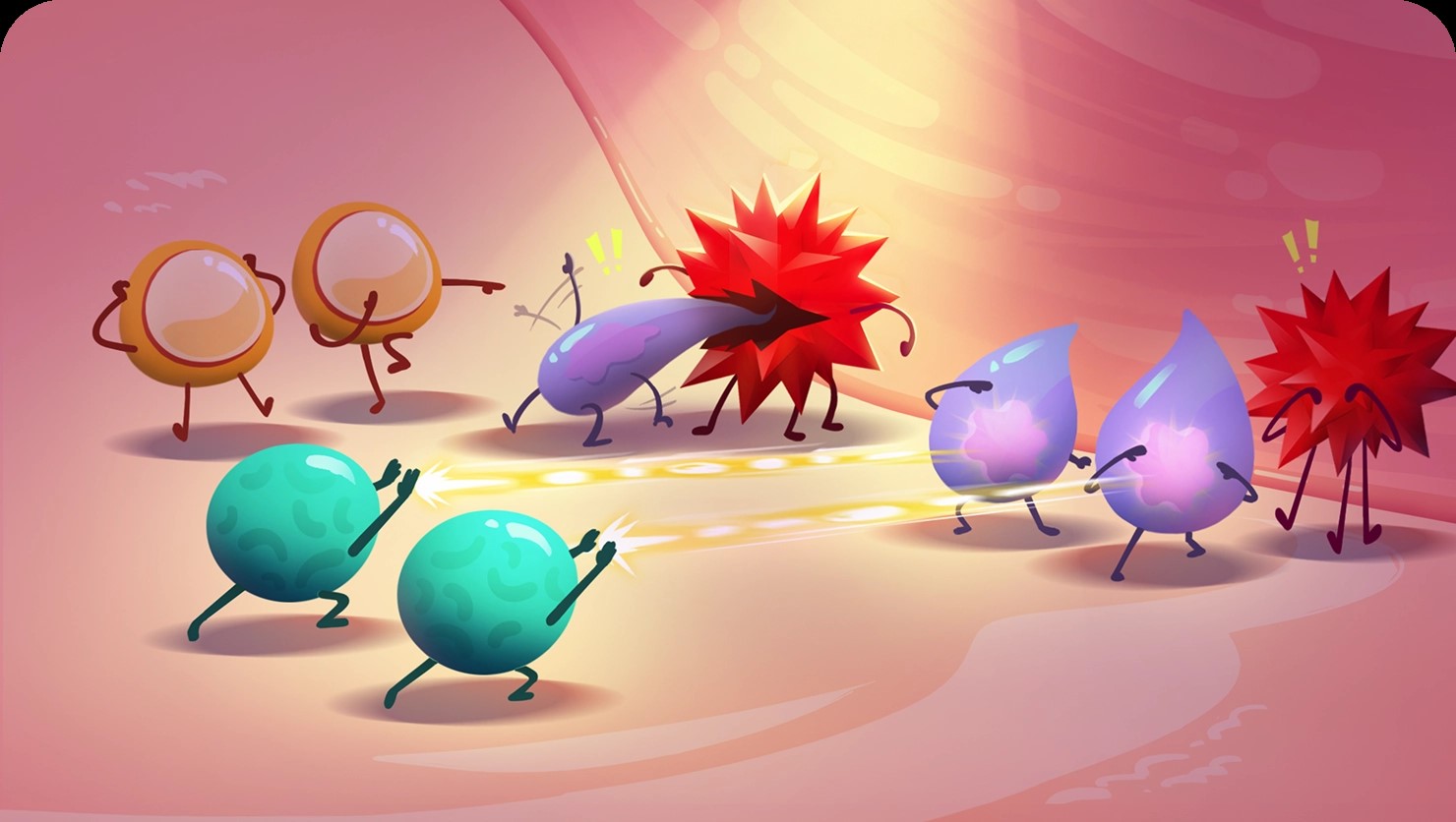 Role of Immune System with Fight Cancer Cells Illustration