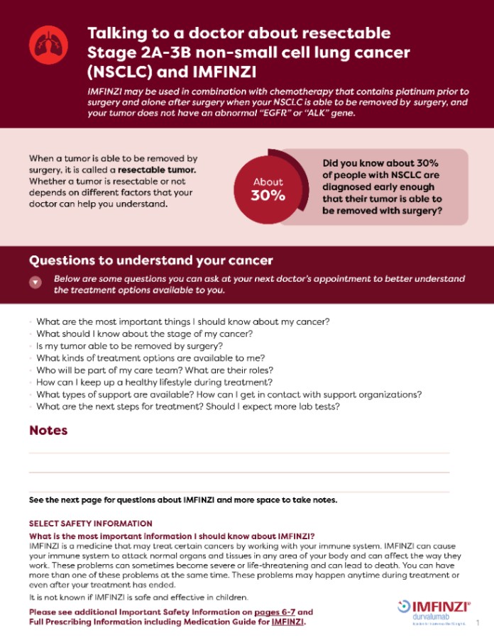 Doctor Discussion Guide about Treatment with IMFINZI