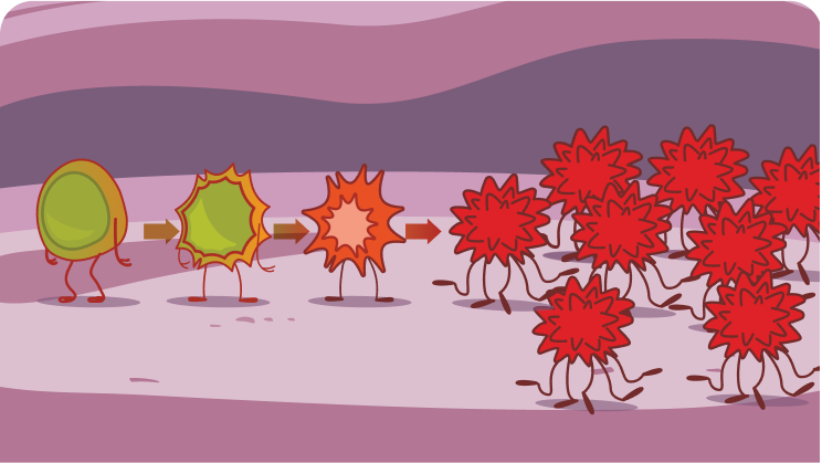 Role of Unhealthy Cells Turning Into Cancer Cells Illustration