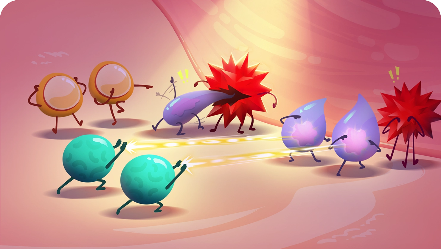 Hidden Bladder Cancer Cells absorbing BCG Illustration