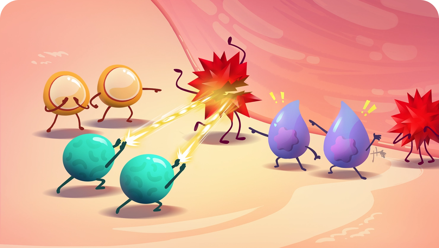 Immune System Attacking BCG Illustration